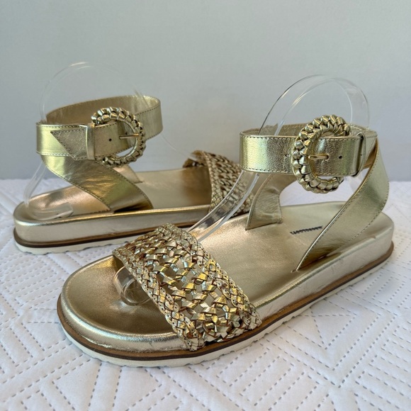 Anthropologie Woven Sandals In Gold Size 39 - Picture 1 of 10